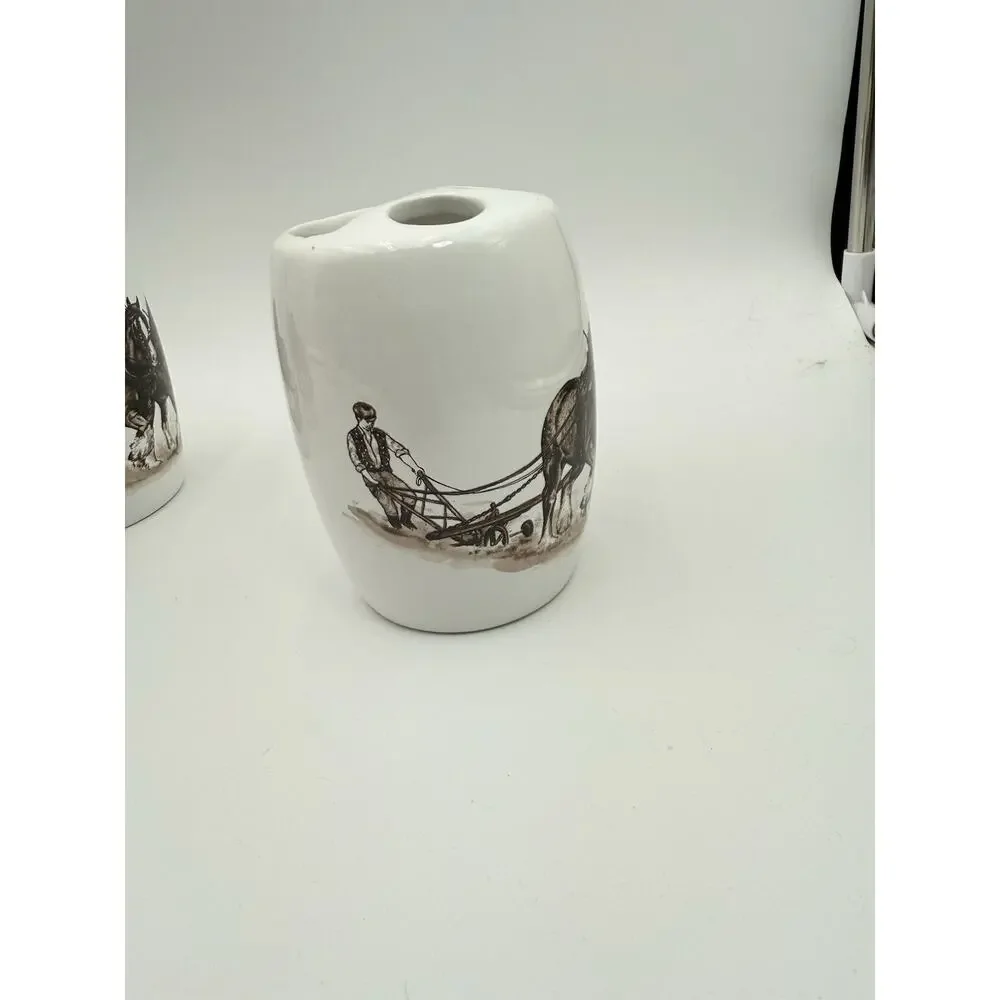 Clydesdale‎ Plowhorse Farmer 4 Piece Bathroom Accessory Set Allure Vtg 2005 EUC